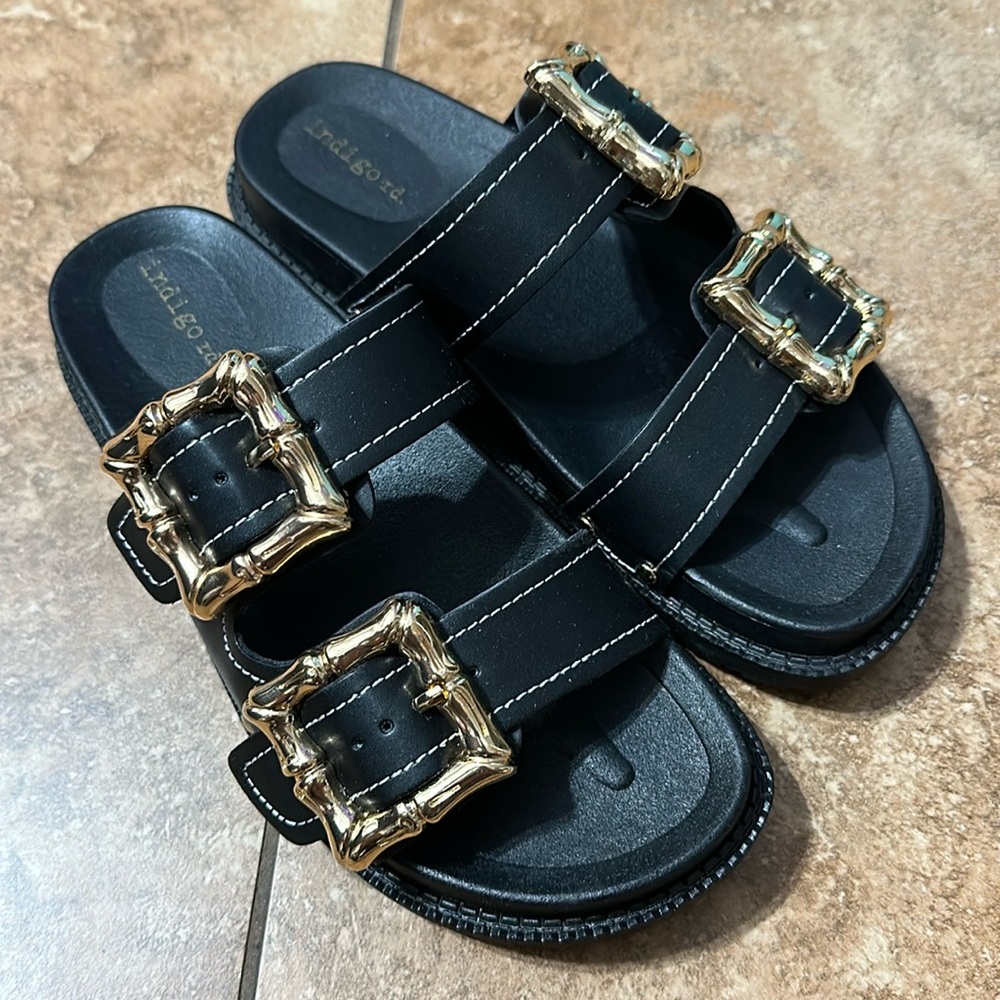 Black Buckle Sandals